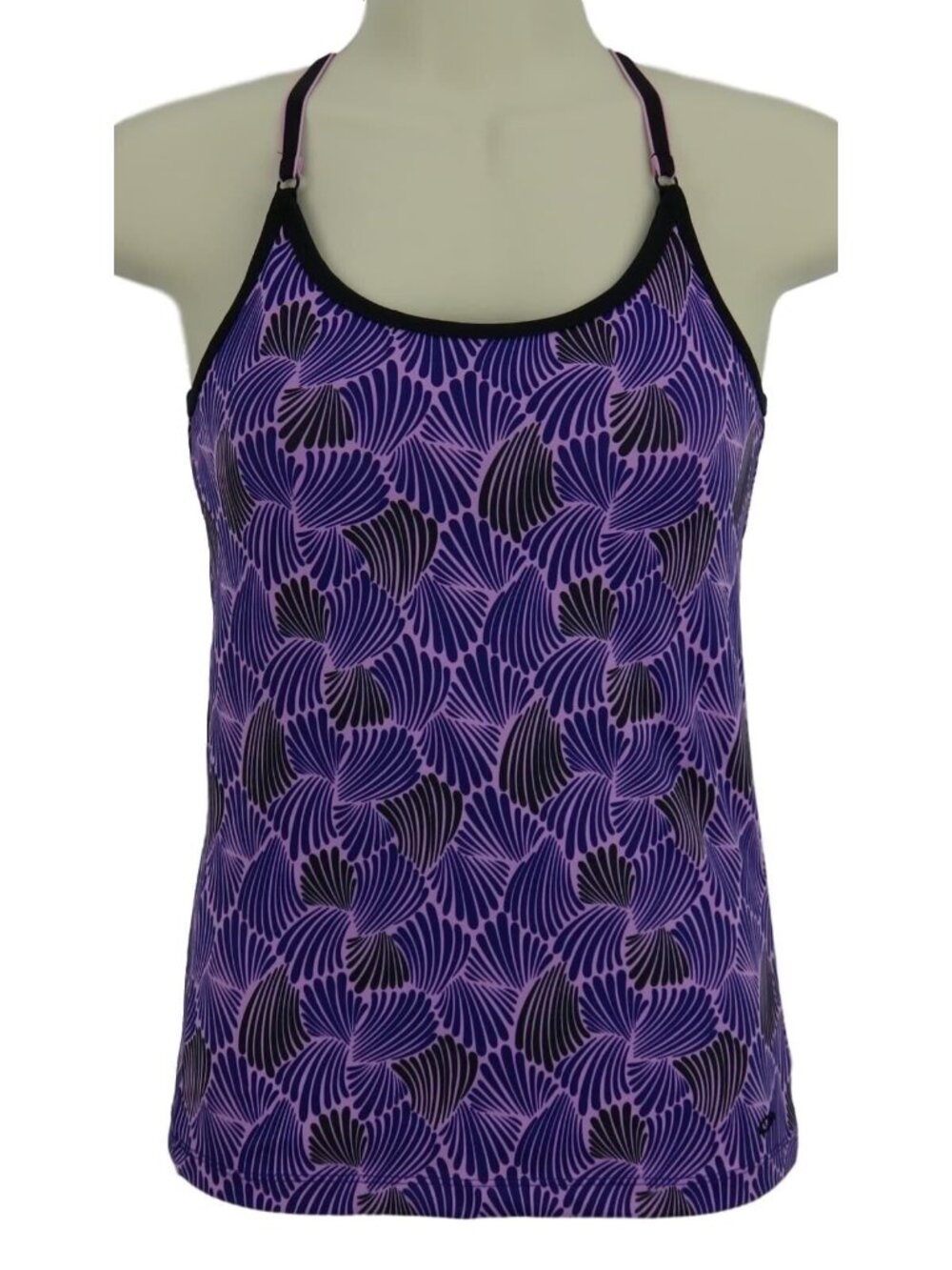Champion Womens Racerback Top XS Purple & Black Patterned